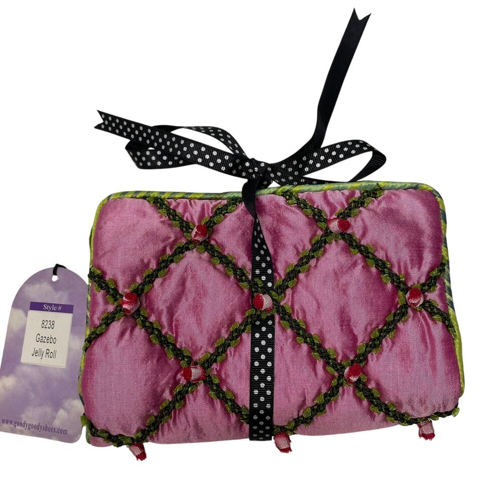 Goody Goody Jewelry Travel Case Pink Green Velvet Ribbon NWT
